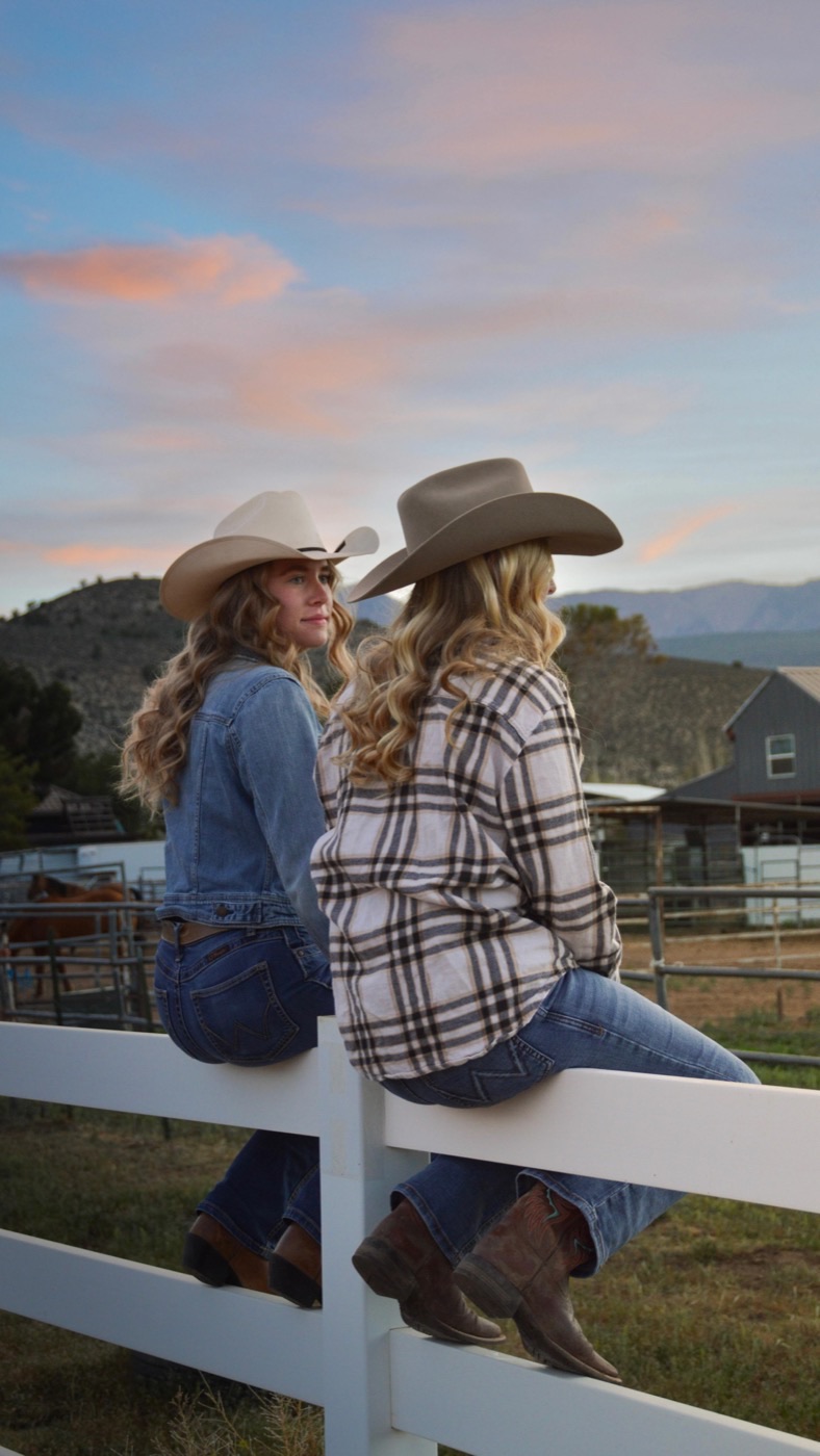 Lifestyle portrait at sunset with western styling